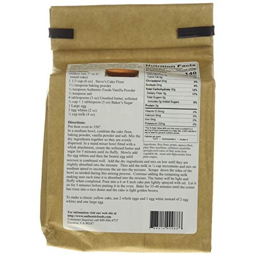 Authentic Foods Steves Gluten Free Cake Flour Blend, 3 Pound