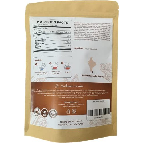 Authentic Lanka Ceylon Cinnamon Tea, Herbal Spice Tea, Organic C...
