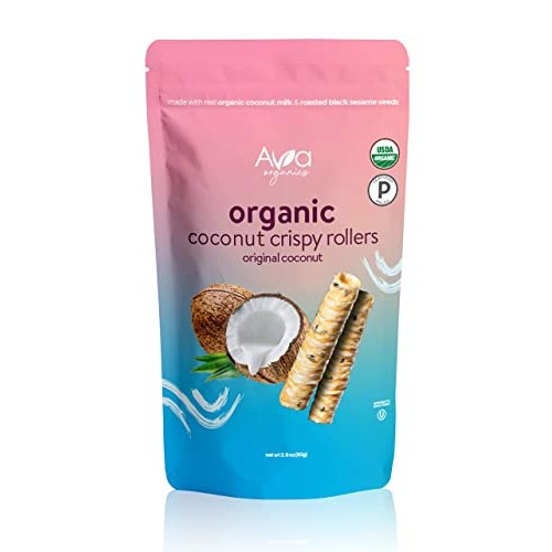 Ava Organics - Coconut Crispy Rollers, Healthy Snack Rolls for A...
