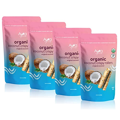 Ava Organics - Coconut Crispy Rollers, Healthy Snack Rolls for A...