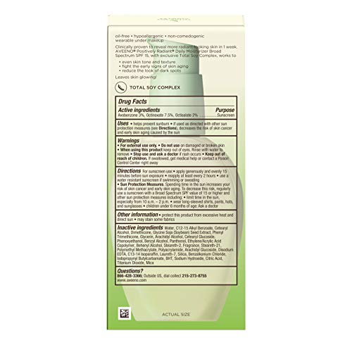 Aveeno Positively Radiant Daily Face Moisturizer With Broad Spec