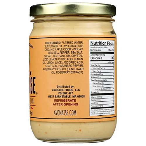 Avonaise Red Pepper Vegan Avocado Mayonnaise, 12 OZ