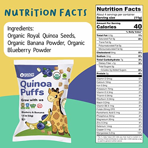 Awsum Snacks Quinoa Baby Puffs Healthy Kids Snack - Essentials B...