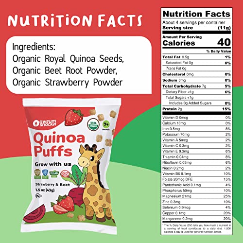 Awsum Snacks Quinoa Baby Puffs Healthy Kids Snack - Essentials B...