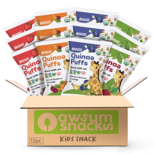 Awsum Snacks Quinoa Baby Puffs Healthy Kids Snack - Essentials B...