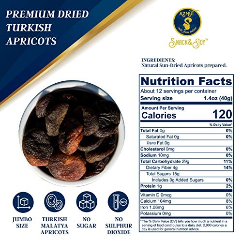 AZNUT Turkish Dried Apricots, Unsulphured, No Sugar Added, 100% ...
