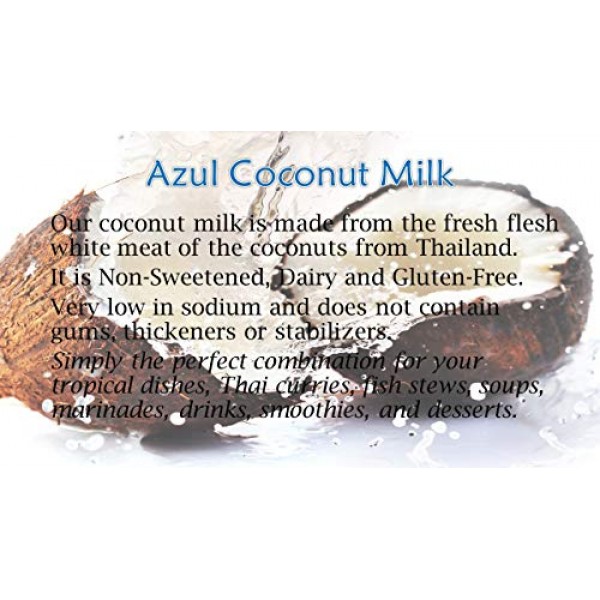 Azul Coconut Milk–Unsweetened Coconut Milk, Dairy & Gluten Free,...