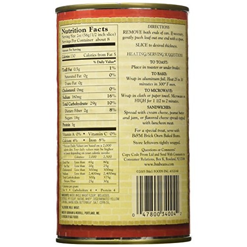 B&Amp;M Brown Bread With Raisins, 16-Ounce Cans Pack Of 6