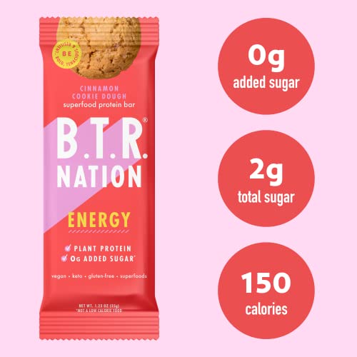 B.T.R. Bar Superfood Keto Protein Bars, Plant Based Vegan Protei...