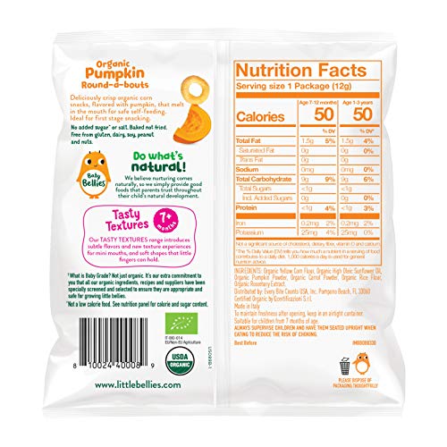 Baby Bellies Organic Round-A-Bouts Baby Snack, Pumpkin, Pack Of