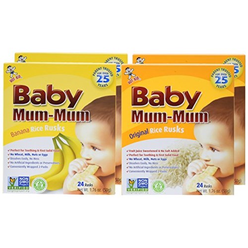 Hot-Kid Baby Mum-Mum Rice Rusks, 2 Flavor Variety Pack, 24 Piece