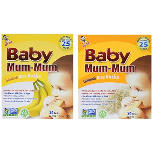 Hot-Kid Baby Mum-Mum Rice Rusks, 2 Flavor Variety Pack, 24 Piece