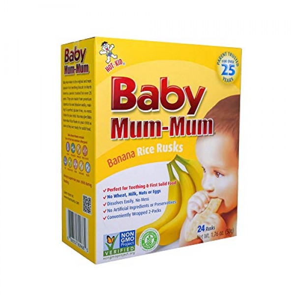 Hot-Kid Baby Mum-Mum Rice Rusks, Banana, Gluten Free, Allergen F...