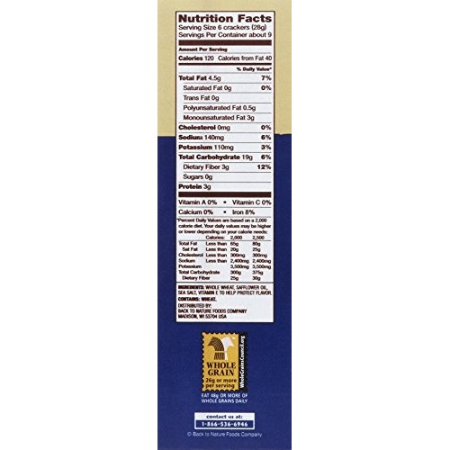 Back To Nature Crackers - Harvest Whole Wheat - 8.5 Oz - 3 Pk