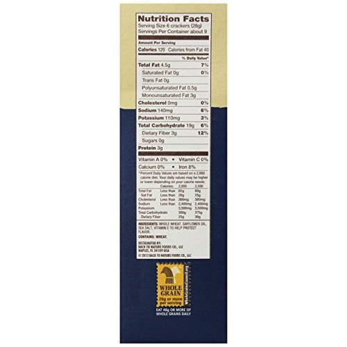 Back To Nature Crackers, Non-Gmo Harvest Whole Wheat, 8.5 Ounce