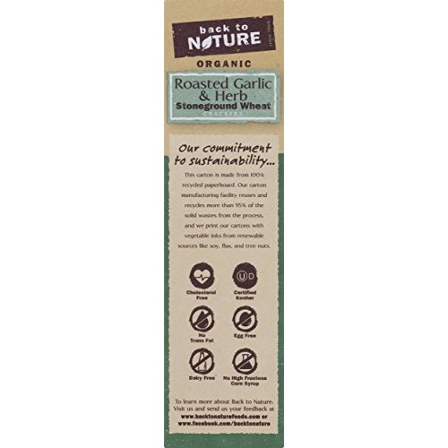 Back To Nature Crackers, Organic Roasted Garlic &Amp; Herb, 6 Ounce