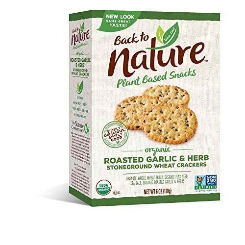 Back To Nature Crackers, Organic Roasted Garlic &Amp; Herb, 6 Ounce