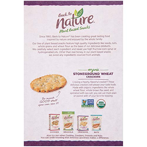 Back To Nature Crackers, Organic Stoneground Wheat, 6 Ounce Pac