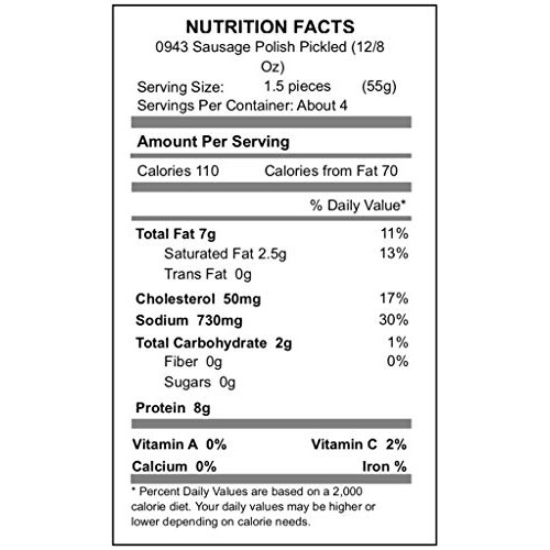 Backroad Country Pickled Smoked Polish Sausage, 8 Ounce Jar