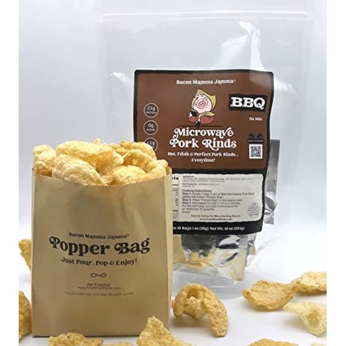 Premium Microwave Pork Rinds Barbecue, 1 Ounce Pack of 10