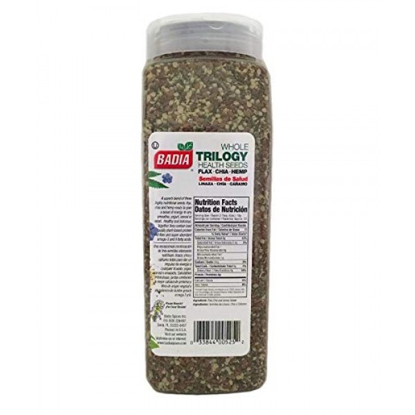 21 Oz Trilogy Seeds Whole Flax, Chia &Amp; Hemp Health Seed/Linaza,