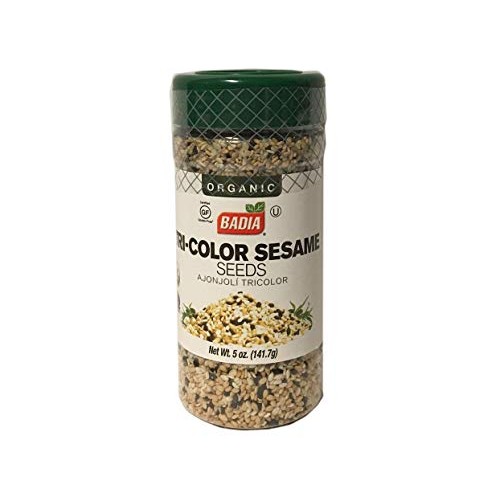 5 Oz Bottle-Organic Tricolor Sesame Seeds Black White Toasted/Aj