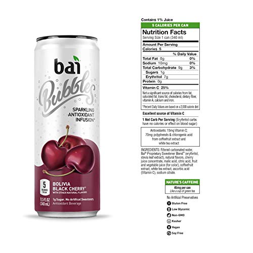 Bai Bubbles, Sparkling Water, Bolivia Black Cherry, Antioxidant