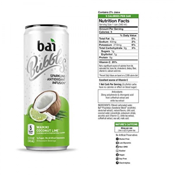 Bai Bubbles, Sparkling Water, Sublime Variety Pack, Antioxidant