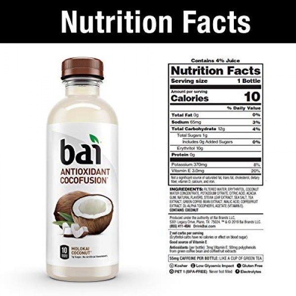 Bai Coconut Flavored Water, Cocofusions Variety Pack, 18 Fluid O...