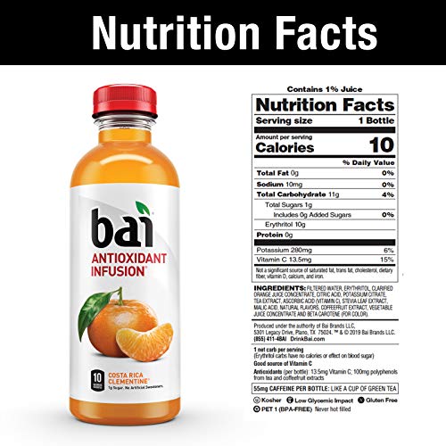 Bai Flavored Water, Costa Rica Clementine, Antioxidant Infused D