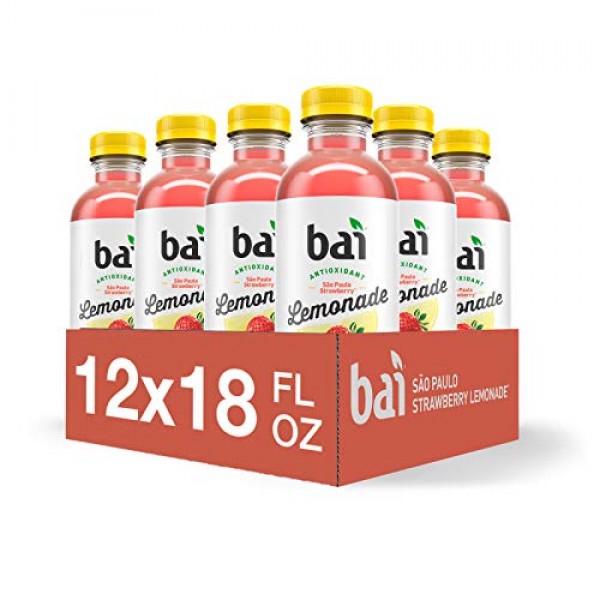 Bai Flavored Water, São Paulo Strawberry Lemonade, Antioxidant I...