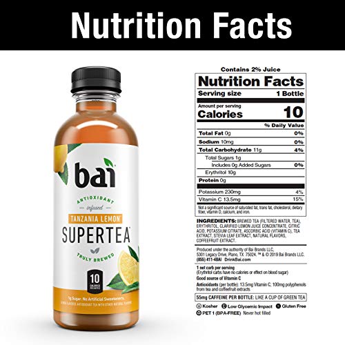 Bai Iced Tea, Tanzania Lemon, Antioxidant Infused Supertea, Craf
