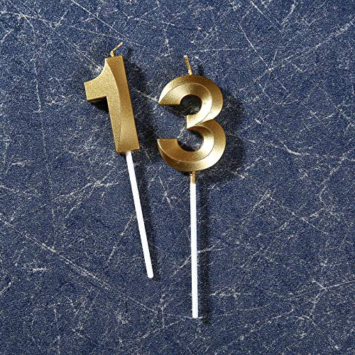 13Th Birthday Candles,Gold Number 13 Cake Topper For Birthday De