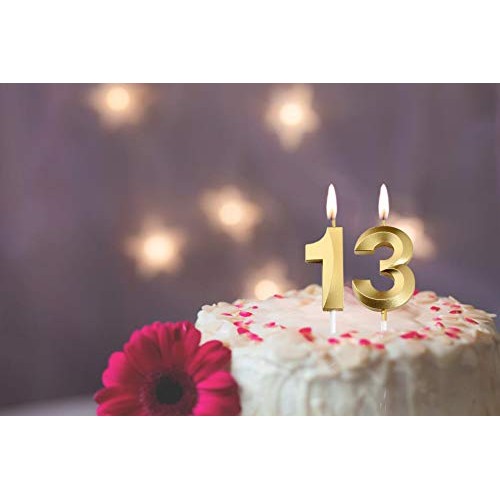 13Th Birthday Candles,Gold Number 13 Cake Topper For Birthday De