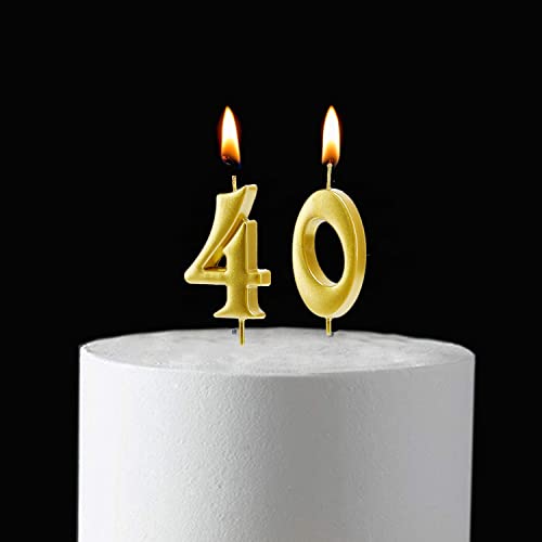 Bailym Gold 40Th Birthday Candles,Number 40 Cake Topper For Part
