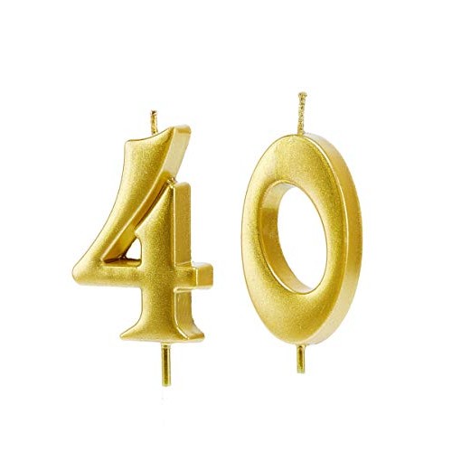 Bailym Gold 40Th Birthday Candles,Number 40 Cake Topper For Part