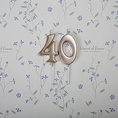 Rose Gold 40Th Birthday Candles,Number 40 Cake Topper For Party