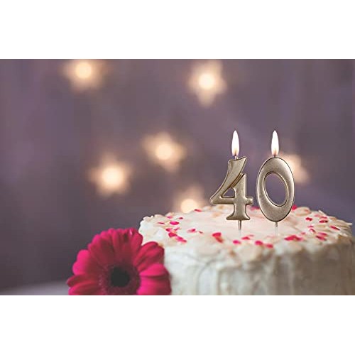 Rose Gold 40Th Birthday Candles,Number 40 Cake Topper For Party