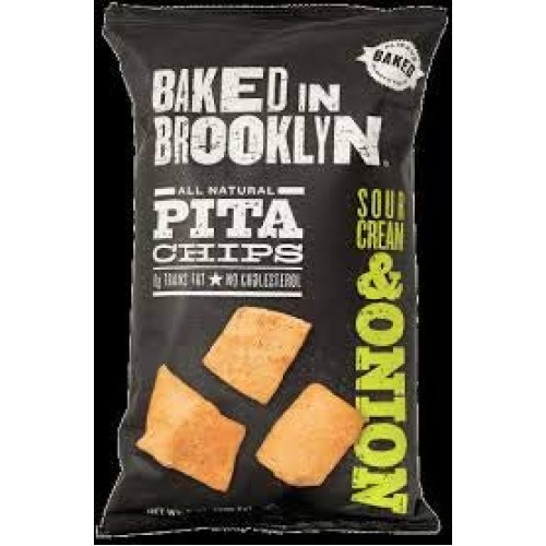Baked In Brooklyn Pita Chips Sour Cream &Amp; Onion 8 Oz Pack Of 6