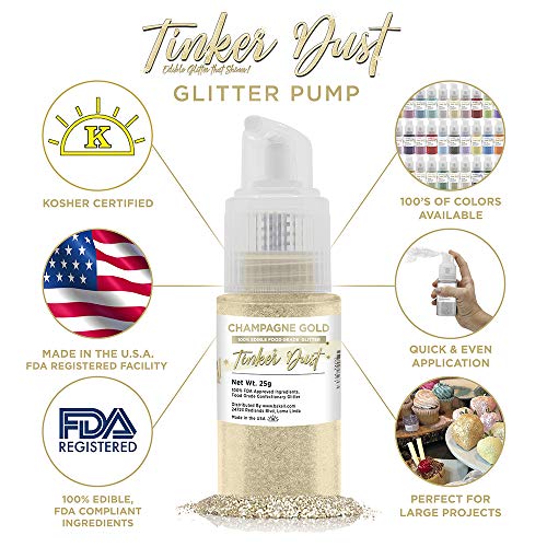 Bakell Chamagne Gold Edible Glitter Spray Pump, 25G | Tinker D