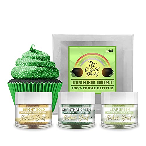 Bakell St Patricks Day Gold &Amp; Green Edible Glitter Set 3Pc |
