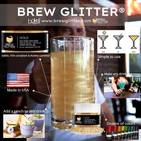 Brew GlitterClear Pearl Sparkle Edible Glitter for Drinks, Coc...