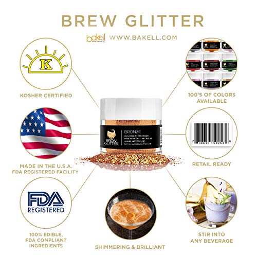 Bronze Brew Glitter Edible Glitter For Wine, Cocktails, Champagn