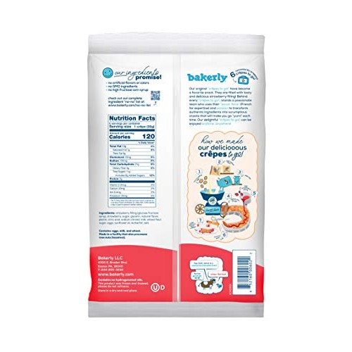 Bakerly Strawberry Filled Crepes To Go! Non Gmo, Free From Artif