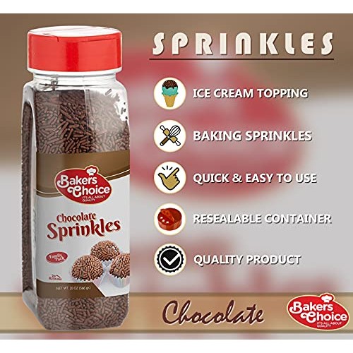 Baker’S Choice Chocolate Sprinkles Jimmies - Kosher - 20 Ounce