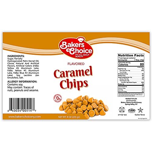 Caramel Flavored Chocolate Chips , Non Dairy, Kosher - 9 Oz. - B