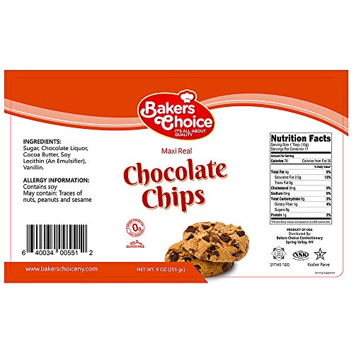Maxi Chocolate Chips - Non Dairy, Kosher - 9 Oz. - Baker’S Choice