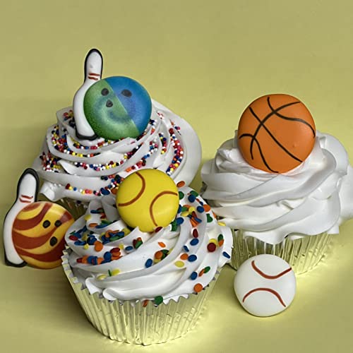 Mini Baseballs Softballs- 12 Pcs Edible Icing Cupcake Decoration
