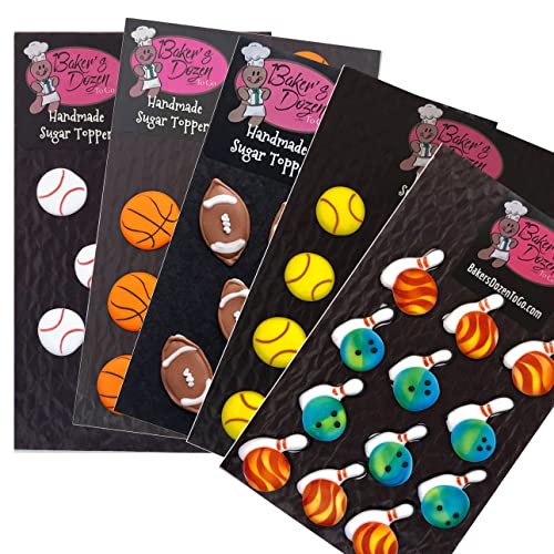 Mini Baseballs Softballs- 12 Pcs Edible Icing Cupcake Decoration