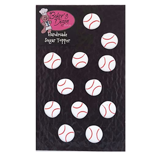 Mini Baseballs Softballs- 12 Pcs Edible Icing Cupcake Decoration
